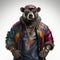 Hip-hop Andean Bear: Hyper-realistic 3d Portrait On White Background
