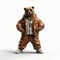 Hip-hop Bear: A 3d Rendering Of A Rap Music Artist In Stylish Costume
