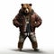 Hip-hop Bear: Photorealistic 3d Image Of A Brown Bear In Motorcycle Jacket