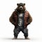 Hip Hop Bear: Photorealistic 3d Rendering Of Syrian Brown Bear In Hip-hop Attire