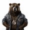 Hip-hop Bear: A Photorealistic Rendering Of A Bear In A Leather Jacket