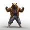 Hip-hop Grizzly Bear: Photorealistic 3d Image On White Background