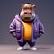 Hip-hop Hippopotamus: A Cute 3d Cartoon Character In Urban Attire