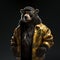 Hip-hop Inspired Andean Bear In Leather Jacket And Sunglasses