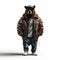 Hip-hop Inspired Bear: A Photorealistic Rendering In Jacket And Jeans