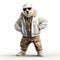 Hip-hop Kermode Bear: A 3d Image On A White Background