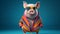Hip Pig Character in Striped Shirt and Orange Sunglasses Generative AI