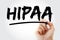 HIPAA - Health Insurance Portability and Accountability Act acronym with marker, concept background