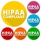 HIPAA - Health Insurance Portability and Accountability Act icons set with long shadow