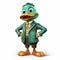 Hiperrealistic Cartoon Duck In A Stylish Suit