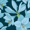 Hippeastrum amaryllis seamless pattern blue navy