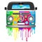 Hippie Bus with Dripping Rainbow Paint Groovy Retro Vechicle Vector Illustration