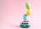 Hippie Bus with Easter Colorful Eggs on the Roof Miniature