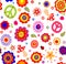 Hippie childish colorful wallpaper with mushrooms