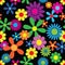Hippie Flowers Seamless Repeating Pattern Vector Illustration