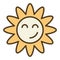 Hippie Groovy Smiling Flower vector colored icon or design element