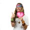 Hippie holding a love heart gestering thumbs up