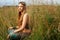 Hippie lady in the fields