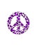 Hippie peace symbol with leopard violet print isolated on white background. Fashion design for t-shirt, bag, poster, scrapbook
