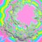 Hippie tie dye effect rainbow effect on girlish pink background, liquid wave in party 3D birthday paper, party chaotic