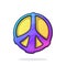 Hippies colorful symbol of peace. Sign of pacifism and freedom. Community of people against war