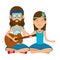 Hippies couple playing guitar characters