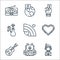 hippies line icons. linear set. quality vector line set such as hippie, backpack, guitar, love, rainbow, hookah, peace, global