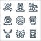 Hippies line icons. linear set. quality vector line set such as rug, butterfly, necklace, conga, peace, hippy, mushroom, hippy