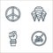 Hippies line icons. linear set. quality vector line set such as stop, protest, ice cream