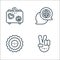Hippies line icons. linear set. quality vector line set such as victory, sun, peace
