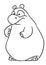Hippo animal character illustration cartoon contour line