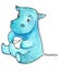 Hippo Baby isolated illustration, cartoon character holding bucket for playing in the sandbox. Empty sandbox can be filled