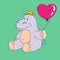 Hippo with a balloon in the form of heart