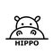 Hippo cartoon face icon, isolated white background