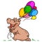 Hippo celebration balloons cartoon