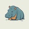 Hippo character logo mascot wild animal hippopotamus in vector cartoon