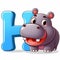 A hippo clipart and letter H