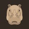 hippo face vector illustration style flat front