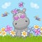 Hippo with flowers