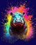 hippo form and spirit through an abstract lens. dynamic and expressive hippo print fashion design cute hippo poster