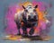 hippo form and spirit through an abstract lens. dynamic and expressive hippo print fashion design cute hippo poster