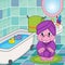 Hippo girl in bathroom