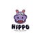 Hippo Logo Design Mascot Vector Stock Template Illustration