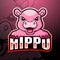 Hippo mascot esport logo design