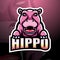 Hippo mascot esport logo design