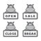 hippo Open and closed board vector signs