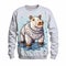 Hippo Pixel Textured Sweatshirt - Digital Painting Style
