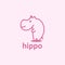 Hippo simple line logo design