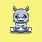 Hippo Sitting Angry Cute Creative Kawaii Cartoon Mascot Logo