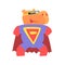 Hippo Smiling Animal Dressed As Superhero With A Cape Comic Masked Vigilante Geometric Character